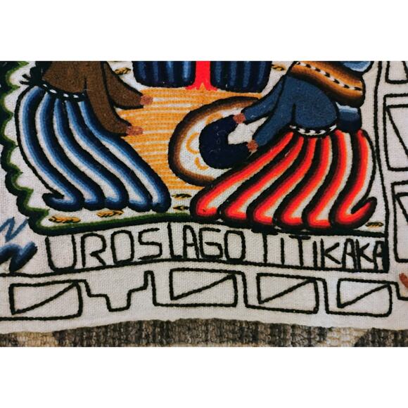 Uros Lago Titikaka Hand Stitched Wall Hanging. Indigenous People Of Bolivia Peru - Picture 7 of 16